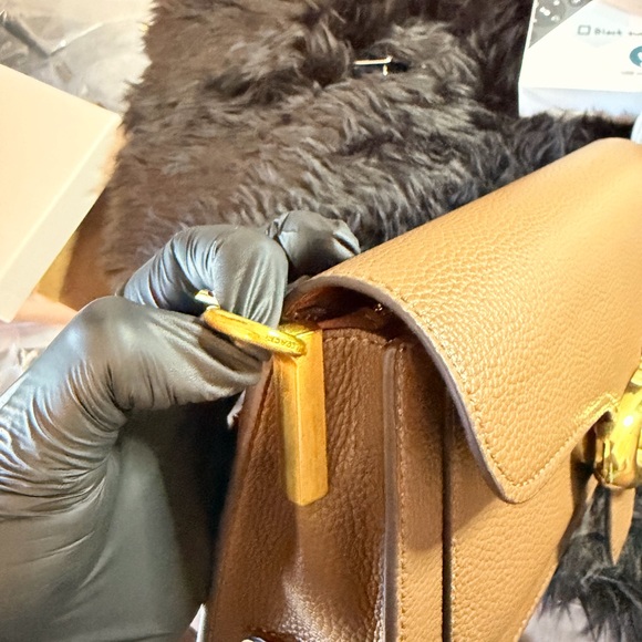 Coach Brown Leather Shoulder Bag with Gold Accents - Picture 10 of 14